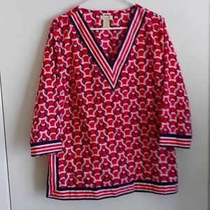 Caribbean Joe Woman's top xl pink & navy blue